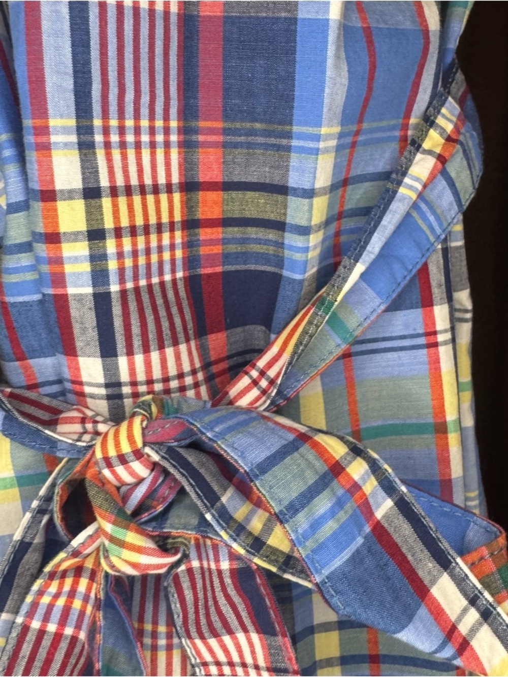 U.S. Polo Assn Plaid Shirt Dress M Blue Red Yellow Belted Button Front NWOT - Picture 7 of 12